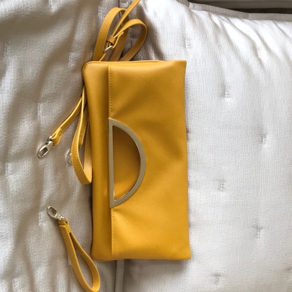 White House Black Market Sunflower Yellow Clutch/Crossbody NWOT